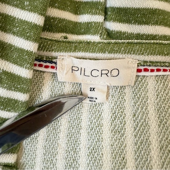 Anthropology Pilco Wharfside Hooded Sweatshirt Green Motif Size 2X - Picture 10 of 12